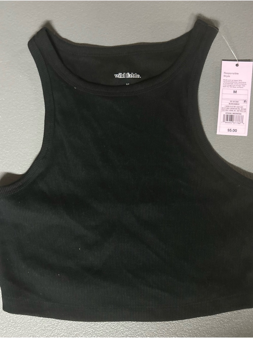 wild fable Black Ribbed Cropped Tank